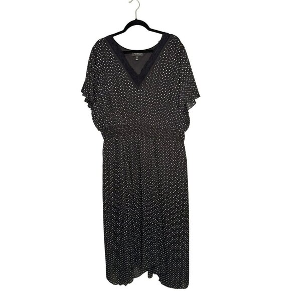 Lane Bryan Women's Plus 26 / 28 Black Polka Dot Maxi Dress Witchy Goth - Picture 1 of 10